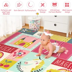 Baby Krabbeldecke Spielmatte faltbar Babymatte doppelseitig Spielteppich Rot
