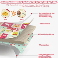 Baby Krabbeldecke Spielmatte faltbar Babymatte doppelseitig Spielteppich Rot