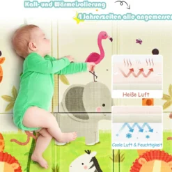 Baby Krabbeldecke Spielmatte faltbar Babymatte doppelseitig Spielteppich Grün