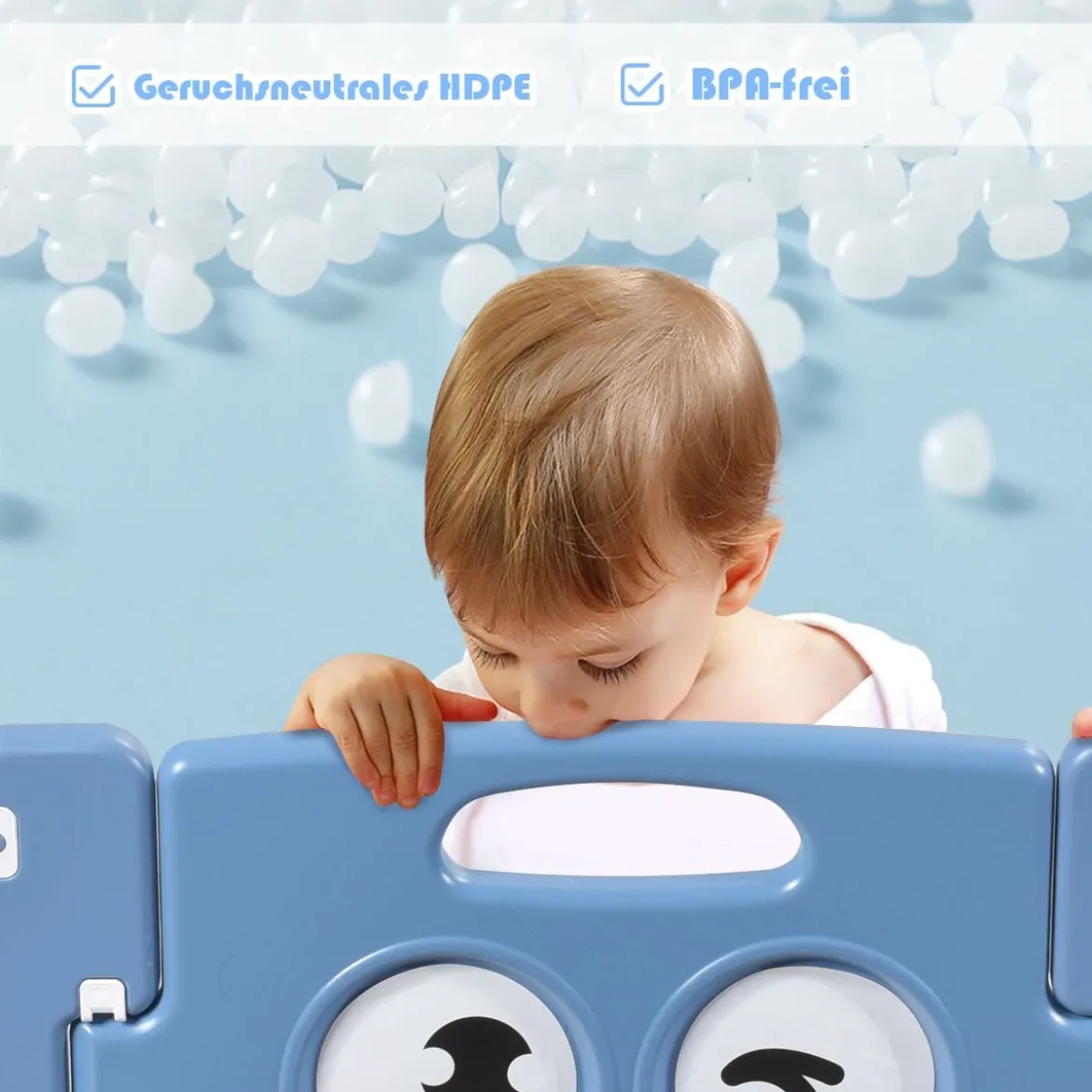 Baby Laufgitter aus Kunststoff mit Tür & Spielzeugboard für Kinder von 3 M. bis 6 J. Blau