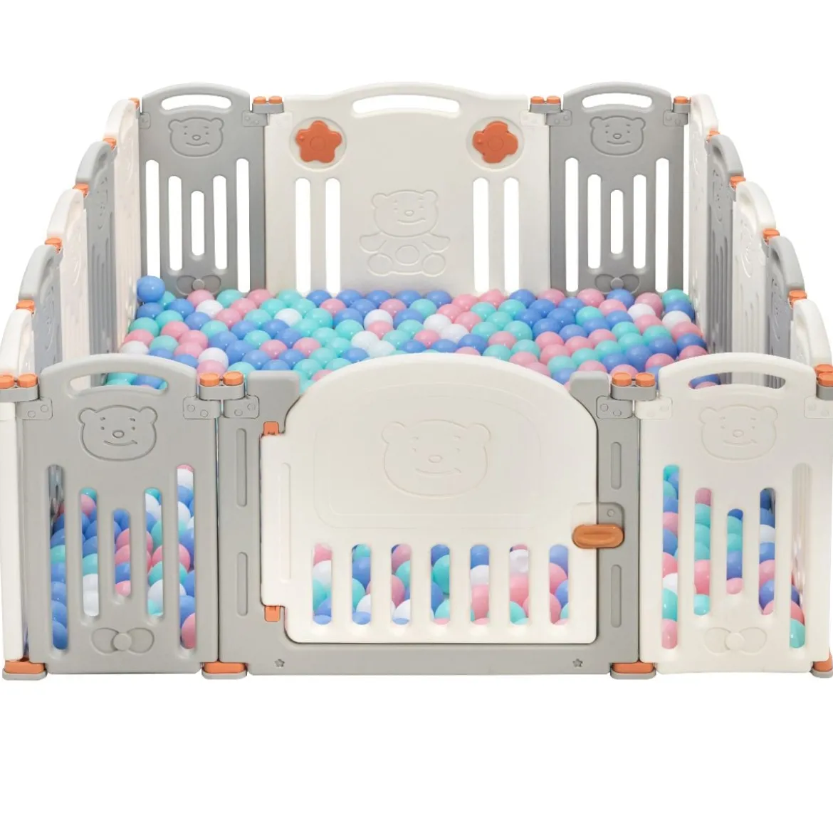 Baby Laufgitter 16 Paneele Laufstall Absperrgitter mit Tür