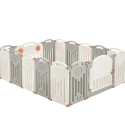 Baby Laufgitter 16 Paneele Laufstall Absperrgitter mit Tür