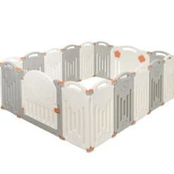 Baby Laufgitter 16 Paneele Laufstall Absperrgitter mit Tür