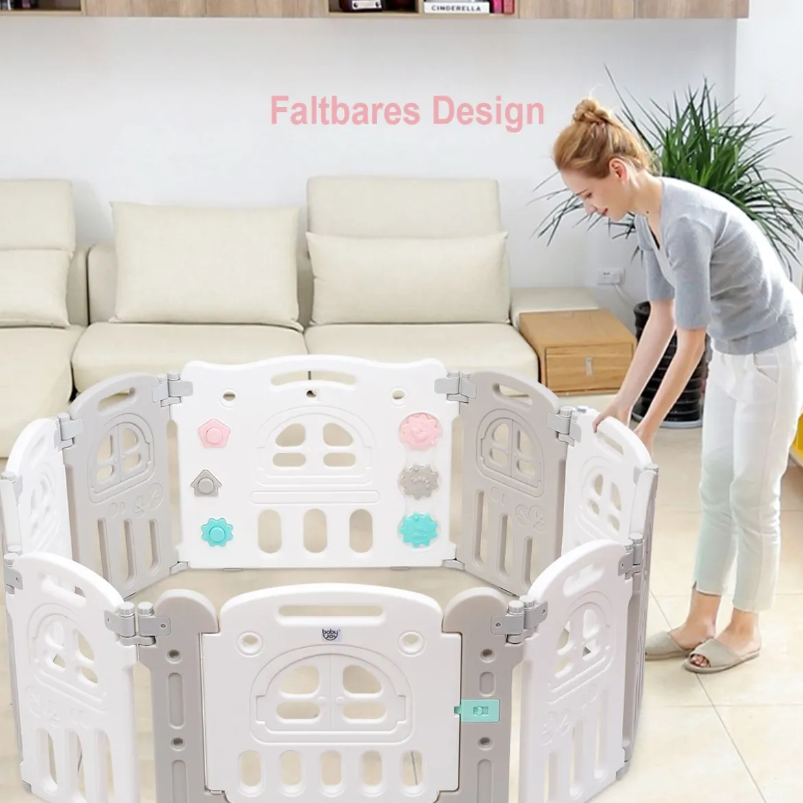 Baby-Laufgitter 10 Panele Laufstall Absperrgitter Faltbares Aktivitätszentrum für Babys