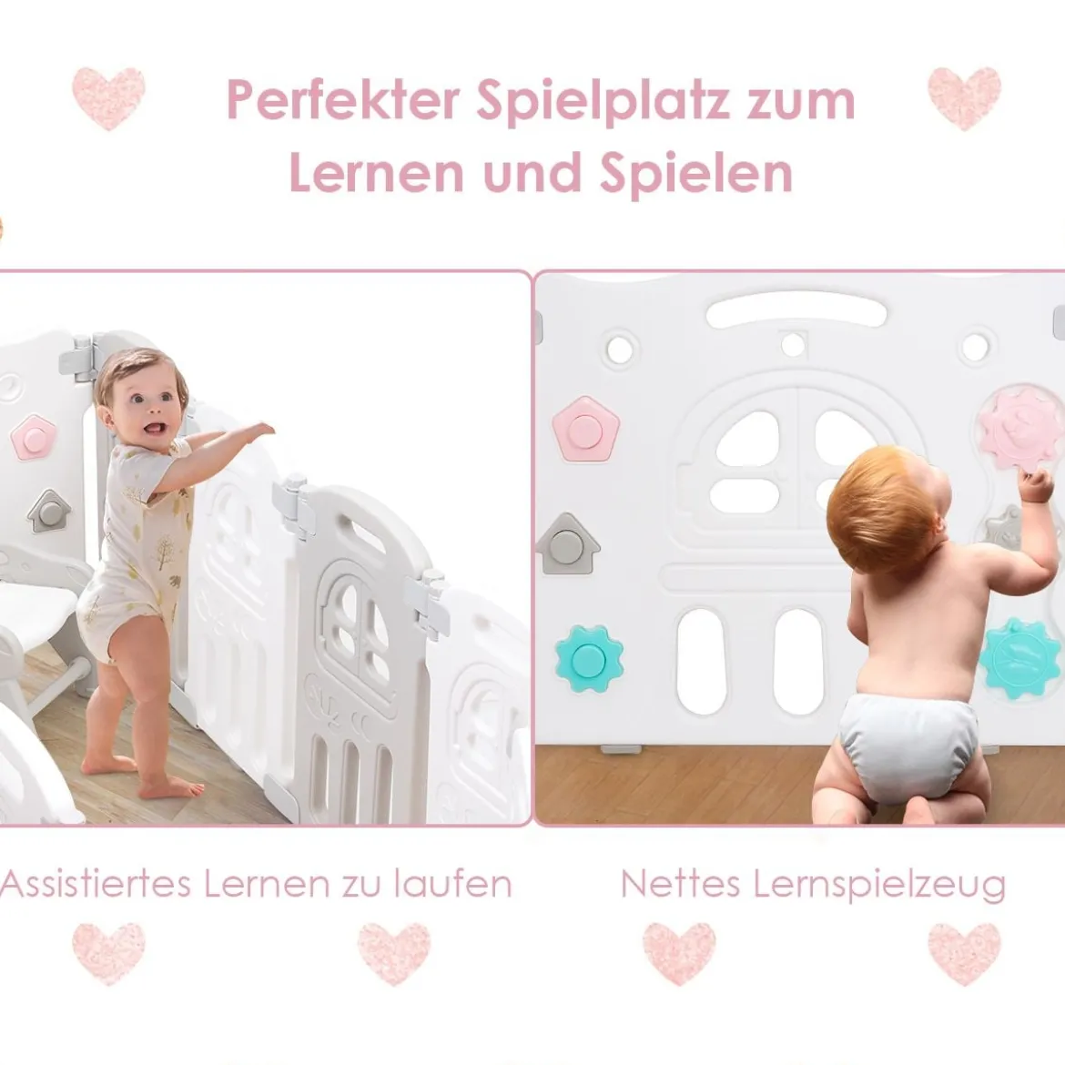 Baby-Laufgitter 10 Panele Laufstall Absperrgitter Faltbares Aktivitätszentrum für Babys