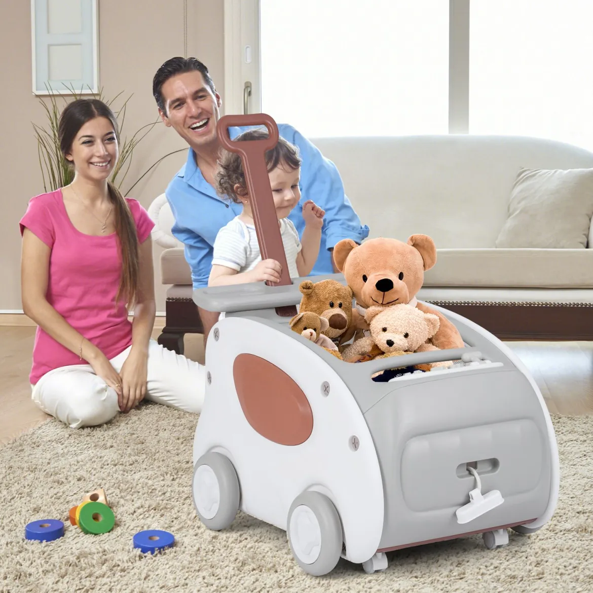 Baby Lauflernwagen 2-in-1 Lauflernhilfe mit Rädern klappbarer Sitz & Sicherheitsgurt baby walker Grau