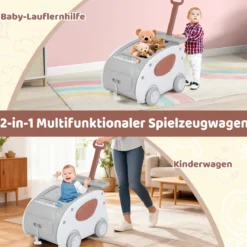 Baby Lauflernwagen 2-in-1 Lauflernhilfe mit Rädern klappbarer Sitz & Sicherheitsgurt baby walker Grau