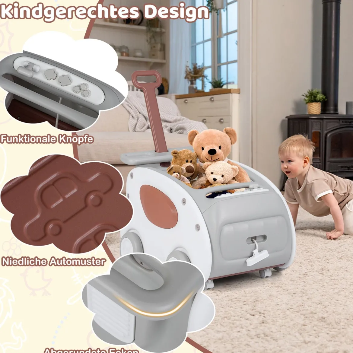 Baby Lauflernwagen 2-in-1 Lauflernhilfe mit Rädern klappbarer Sitz & Sicherheitsgurt baby walker Grau