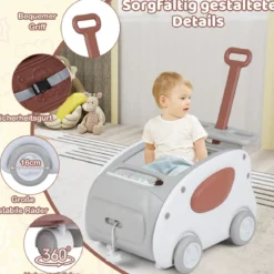 Baby Lauflernwagen 2-in-1 Lauflernhilfe mit Rädern klappbarer Sitz & Sicherheitsgurt baby walker Grau