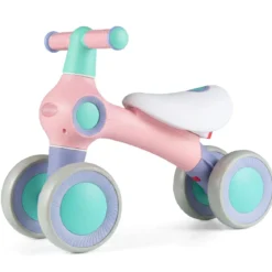 Baby Laufrad mit Verstellbarem Weichem Sitz & 4 Geräuschlose Räder ohne Pedale Rosa