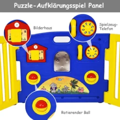 Baby-Laufstall für Kinder 8 Paneele Laufgitter Baby Laufstall mit Tür 188 x 63 cm Bunt