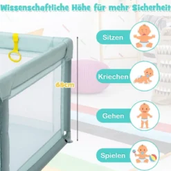 Baby-Laufstall für Kleinkinder mit 50 Spielbällen & Atmungsaktivem Netz Blau