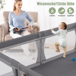 Baby Laufstall mit 50 Bällen & 2 Türen & Atmungsaktivem Netz Dunkelgrau