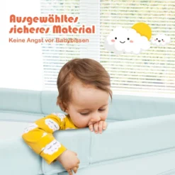Baby Laufstall mit 50 Spielbällen Laufgitter mit Atmungsaktivem Netz Blau