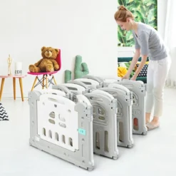 Baby-Laufstall 14 Teilen Klappbarer Kinder-Laufstall Aktivitätszentrum Laufstall mit Tisch und Bank