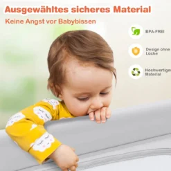 Baby-Laufstall Tragbarer Laufstall mit Sicherheitstoren 120 x 120 x 68 cm Grau