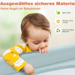 Baby-Laufstall Tragbarer Laufstall mit Sicherheitstoren 120 x 120 x 68 cm Blau