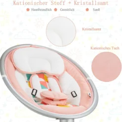Babyschaukel 5-Fach Einstellbar Tragbare Babywippe mit Fernbedienung Rosa