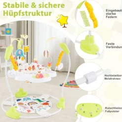Baby Sky Jumperoo mit Verstellbaren Höhen & Spielzeuge & Spieluhr Lauflernhilfe