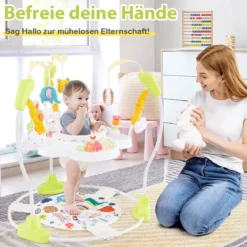 Baby Sky Jumperoo mit Verstellbaren Höhen & Spielzeuge & Spieluhr Lauflernhilfe