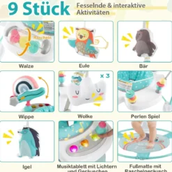 Baby Sky Jumperoo mit Verstellbaren Höhen & Spielzeuge & Spieluhr Lauflernhilfe