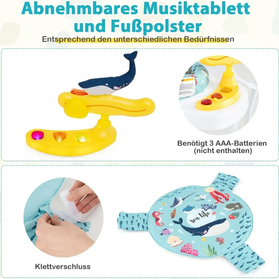 Baby Sky Jumperoo mit Verstellbaren Höhen & Spielzeuge & Spieluhr Lauflernhilfe