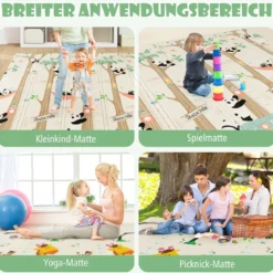 Baby Spielmatte faltbar Babymatte doppelseitig Krabbelmatte aus XPE Material Giraffe-Panda