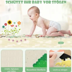 Baby Spielmatte faltbar Babymatte doppelseitig Krabbelmatte aus XPE Material Giraffe-Panda