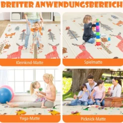 Baby Spielmatte faltbar Babymatte doppelseitig Krabbelmatte aus XPE Material Giraffe-hirsch