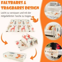 Baby Spielmatte faltbar Babymatte doppelseitig Krabbelmatte aus XPE Material Giraffe-hirsch