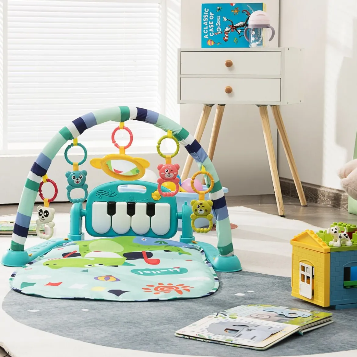 Baby-Spielmatte mit Musik & Lichtern für Neugeborene und Kleinkinder 78 x 60 x 42 cm Blau