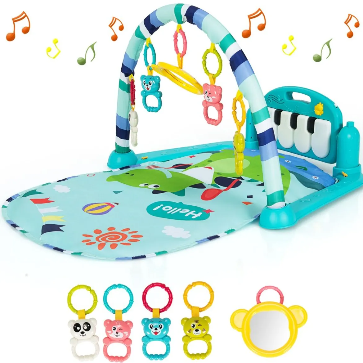 Baby-Spielmatte mit Musik & Lichtern für Neugeborene und Kleinkinder 78 x 60 x 42 cm Blau