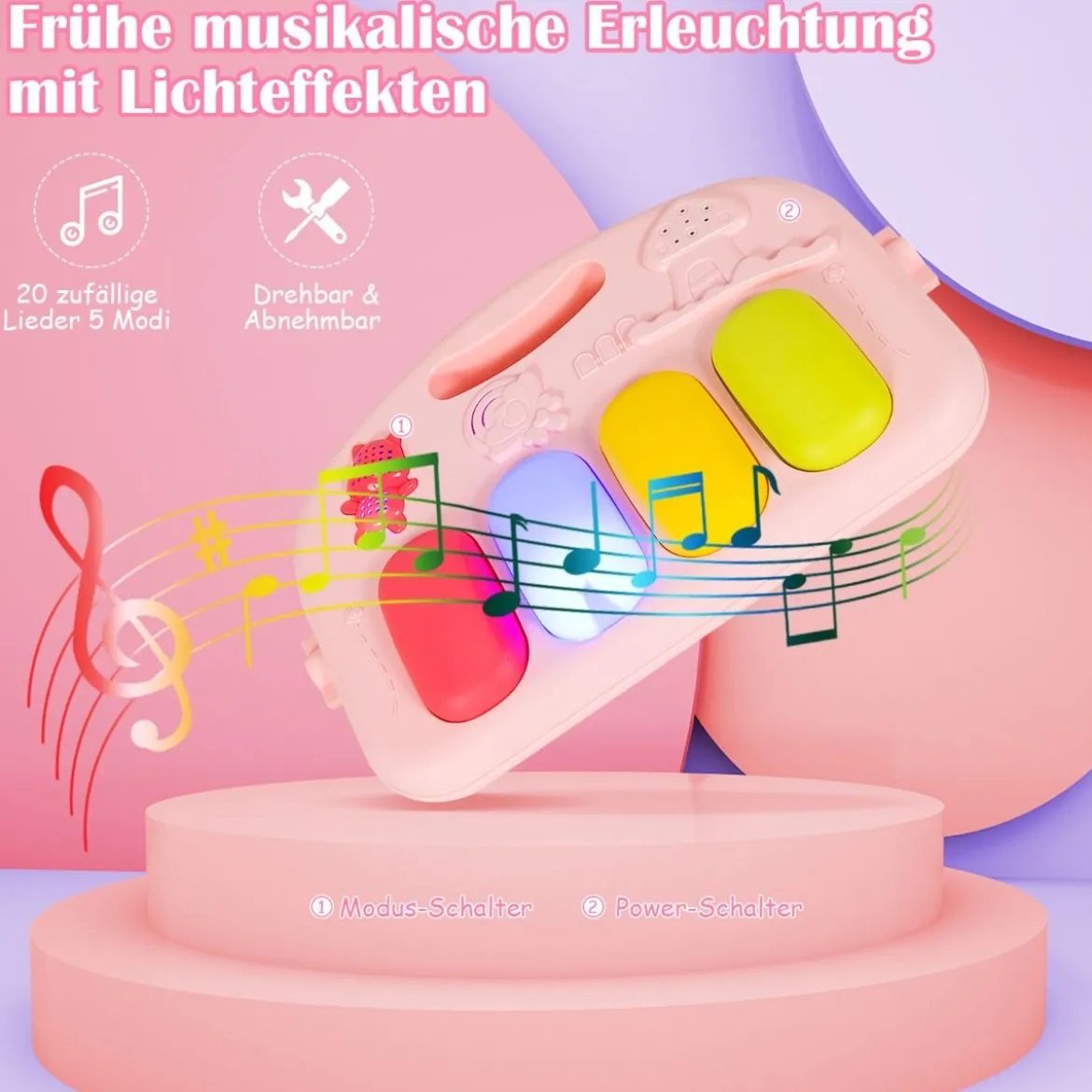 Baby-Spielmatte Musikalisches Klavier mit Lichtern Spielmatte 86 x 86 x 47 cm Rosa