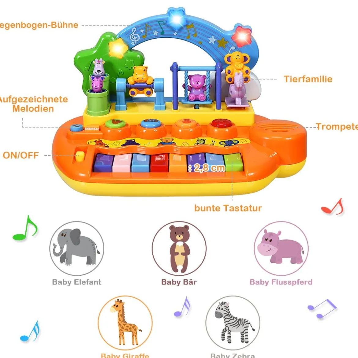 Babyspielzeug Klavier Baby Musikspielzeug Klaviertastatur mit integriertem Musikmodi