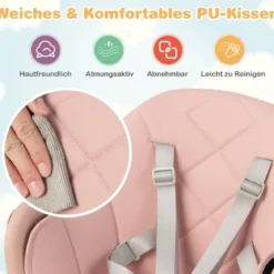 Babystuhl 6 in 1 Babyhochstuhl aus PP & Buchenholz 62 x 59 x 90 cm Rosa