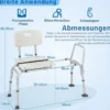 Badewannen-Transferbank mit Höhenverstellung & Extra Breite Sitzfläche & Sicherheitsgurt