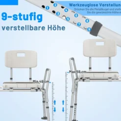 Badewannen-Transferbank mit Höhenverstellung & Extra Breite Sitzfläche & Sicherheitsgurt
