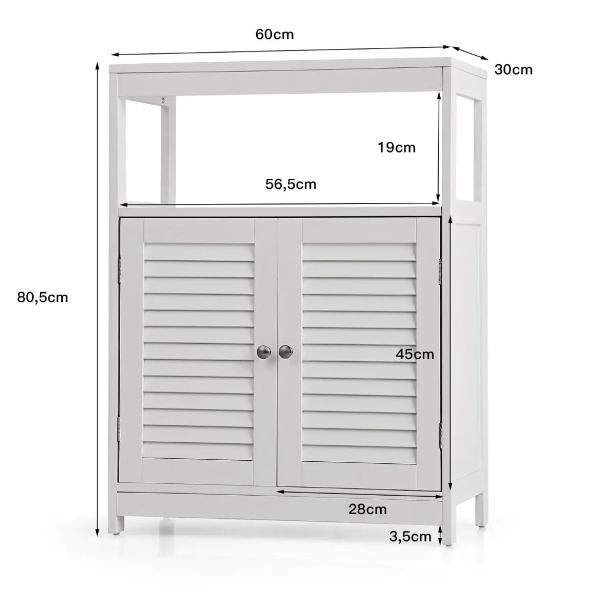 Badezimmer Bodenschrank Freistehender Aufbewahrungsschrank 60 x 30 x 80,5 cm Weiß
