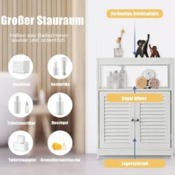 Badezimmer Bodenschrank Freistehender Aufbewahrungsschrank 60 x 30 x 80,5 cm Weiß
