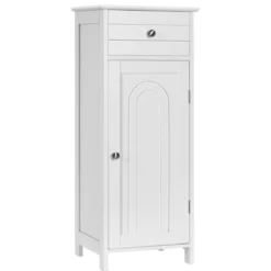 Badezimmer-Bodenschrank Freistehender Schrank mit Schublade Badschrank 35,6 x 30,5 x 88 cm Weiß
