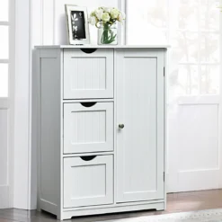Badezimmerschrank Aufbewahrungsschrank mit 3 Schubladen 60 x 30 x 81 cm Schwarz/Grau/Weiß