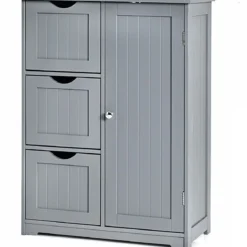 Badezimmerschrank Aufbewahrungsschrank mit 3 Schubladen 60 x 30 x 81 cm Schwarz/Grau/Weiß