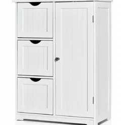 Badezimmerschrank Aufbewahrungsschrank mit 3 Schubladen 60 x 30 x 81 cm Schwarz/Grau/Weiß