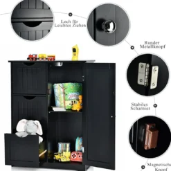 Badezimmerschrank Aufbewahrungsschrank mit 3 Schubladen 60 x 30 x 81 cm Schwarz/Grau/Weiß