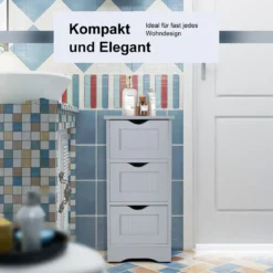 Badezimmerschrank Badschrank mit 3 Schubladen Standschrank Midischrank freistehend Grau