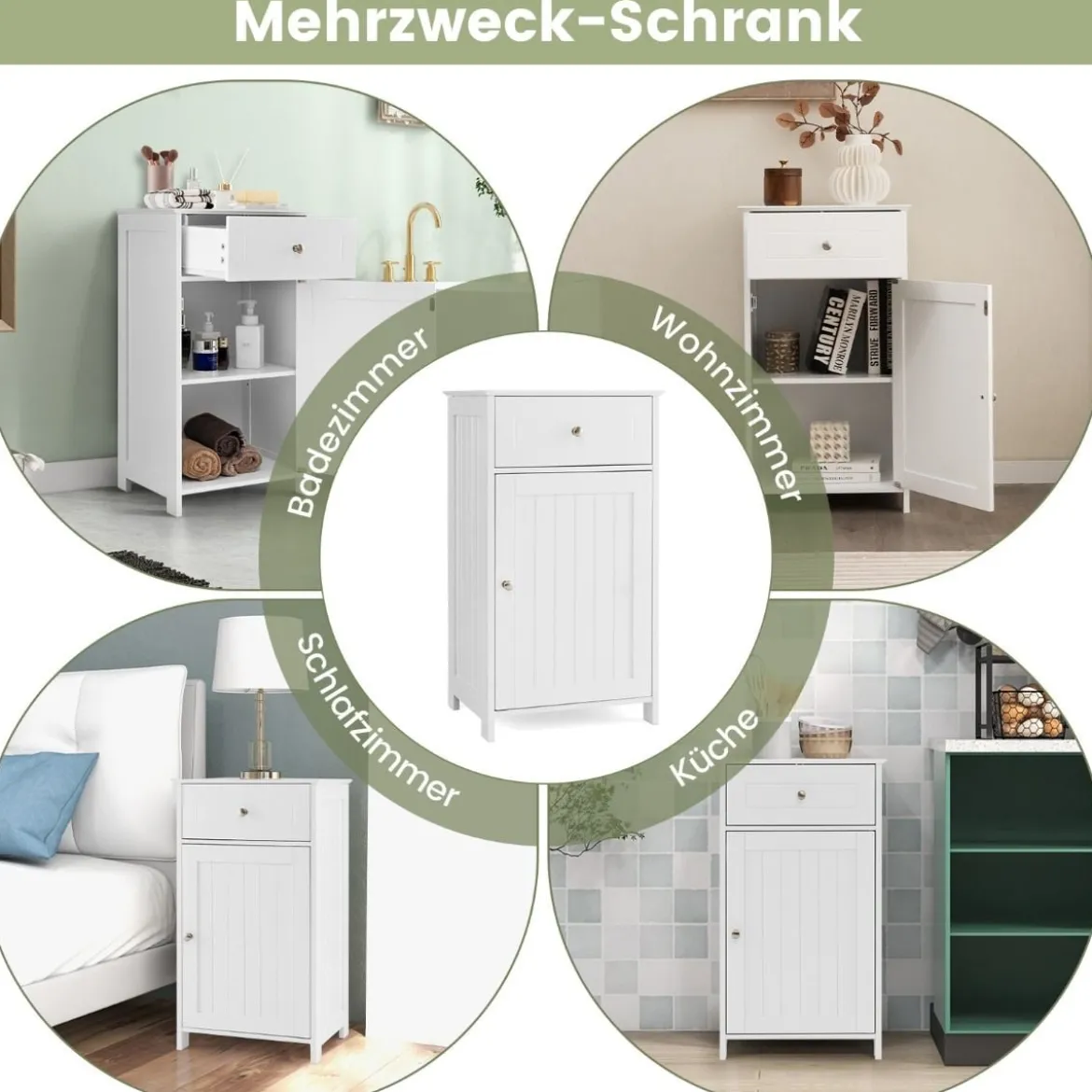 Badezimmerschrank Badschrank schmal mit Schublade & Tür 43 x 34 x 77 cm Schwarz/Weiß