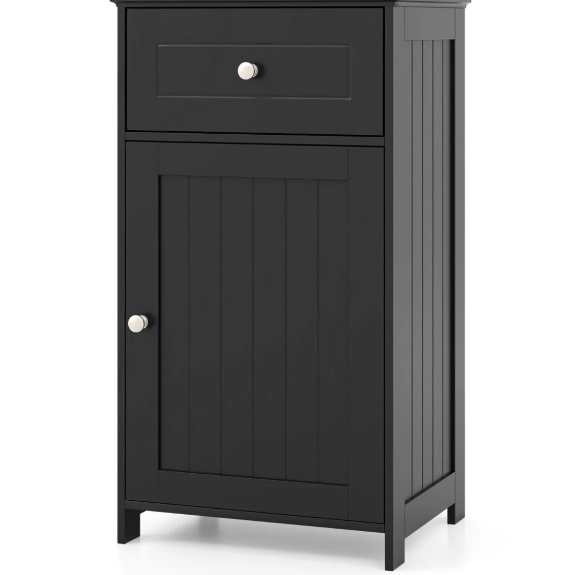 Badezimmerschrank Badschrank schmal mit Schublade & Tür 43 x 34 x 77 cm Schwarz/Weiß