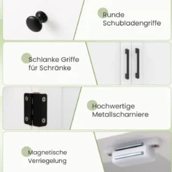 Badezimmerschrank Badschrank mit Schublade Türen & verstellbarem Regal Kommode Holz für Badezimmer 56 x 30 x 80cm Weiß
