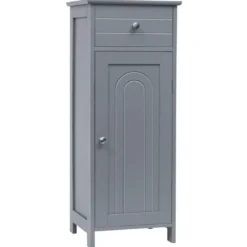 Badezimmerschrank Badschrank mit 1 großen Schublade & 2 verstellbaren Regale Grau