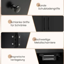 Badezimmerschrank Badschrank mit Schublade Türen & verstellbarem Regal Kommode Holz für Badezimmer 56 x 30 x 80cm Schwarz